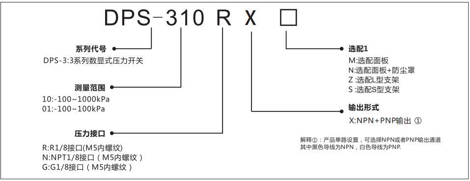 DPS-3數(shù)顯壓力傳感器型號說明